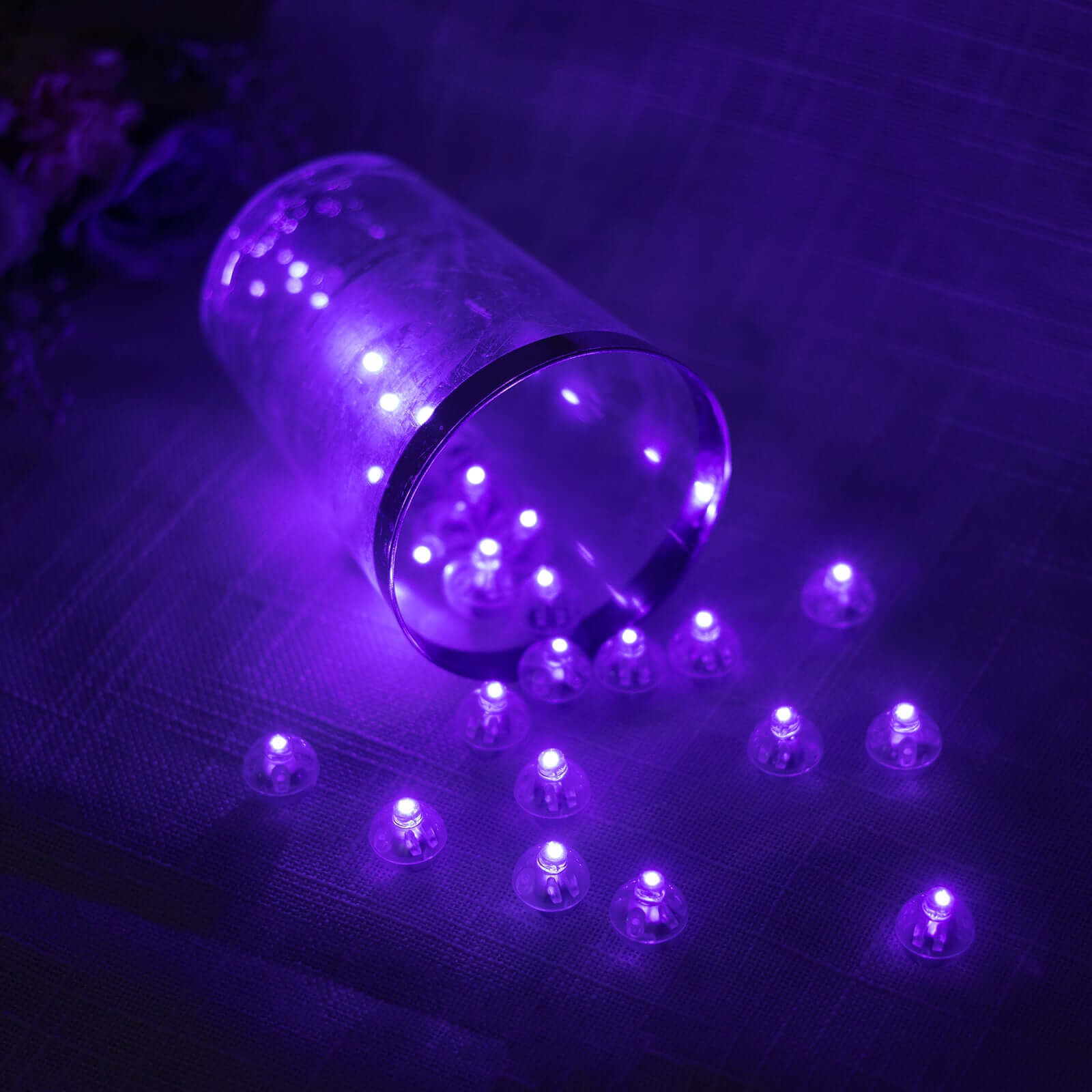50-Pack LED Mini Balloon Lights Round Purple - Waterproof Battery Operated Balls 0.5"