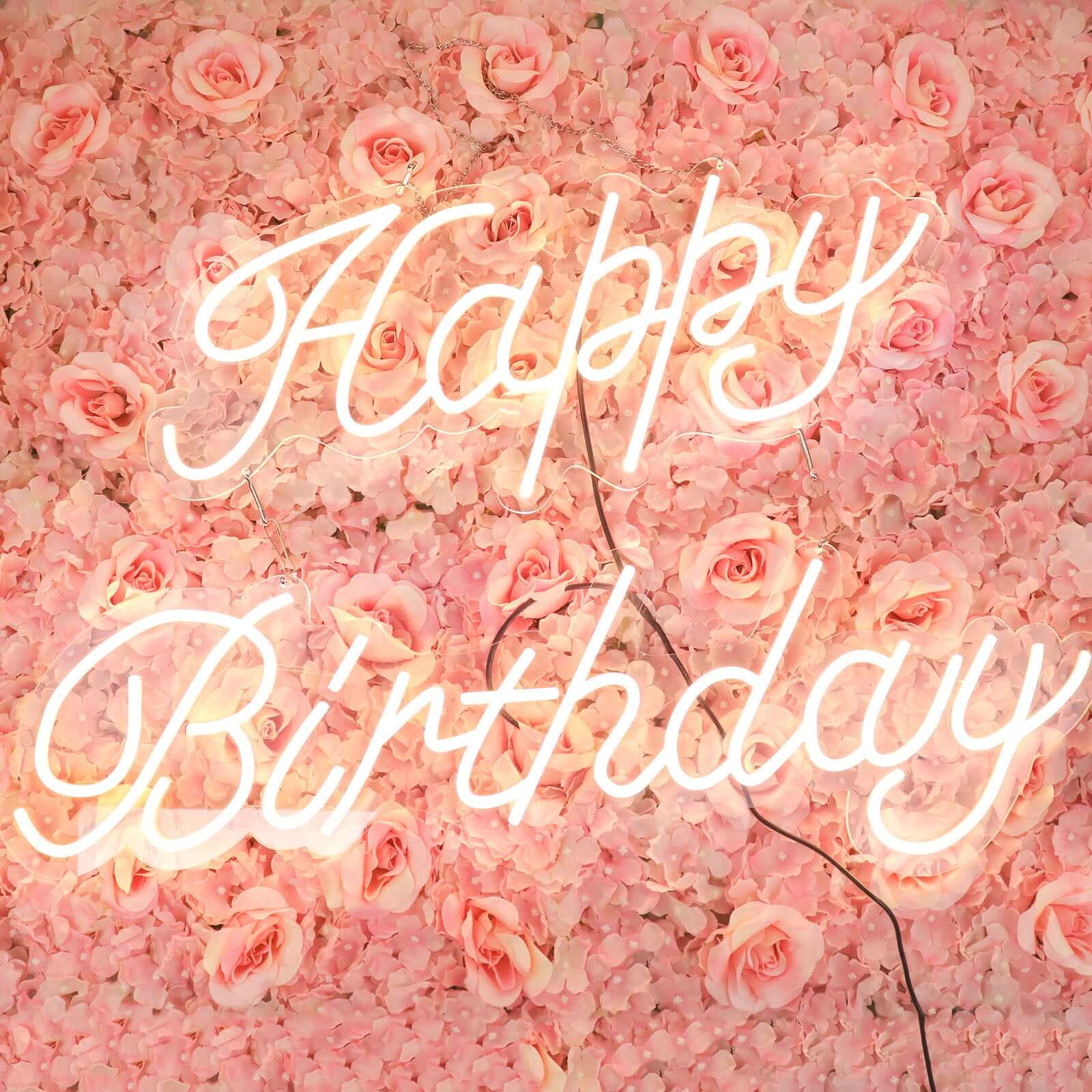 32" Happy Birthday Neon Light Sign, LED Reusable Wall Décor Lights With 5ft Hanging Chain