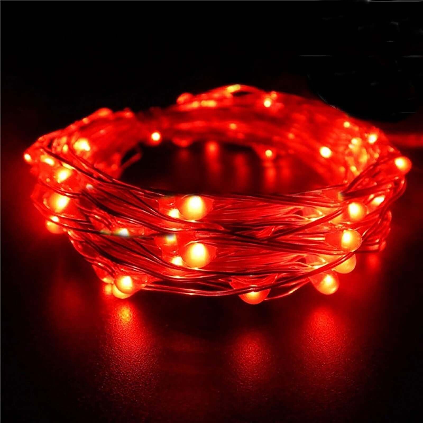 20 LED Micro Fairy String Lights Starry Bright Design Red - Battery Operated Party Accent 90"