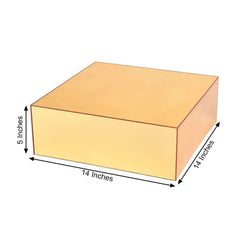 Acrylic Cake Box Stand Pedestal Riser Mirror Finish Gold - Display for Desserts and Events 14"x14"