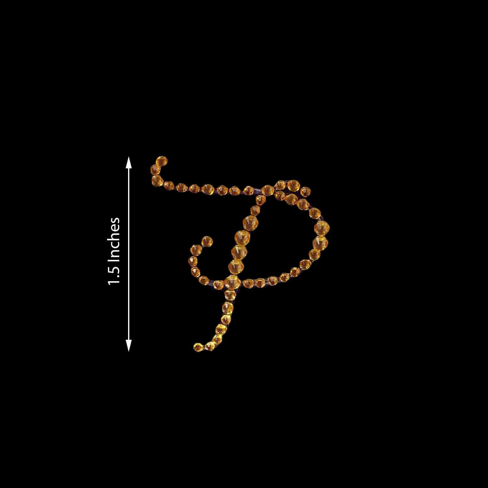 12 Pack 1.5" Gold Rhinestone Monogram Letter Jewel Sticker Self Adhesive DIY Diamond Decor - P