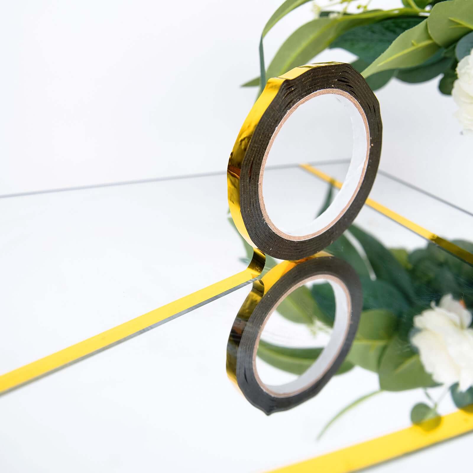 100 Yds 3/4" Gold Metallic Film Tape Adhesive, DIY Floral Wrap Craft Decor Tape - Polyester with Acrylic