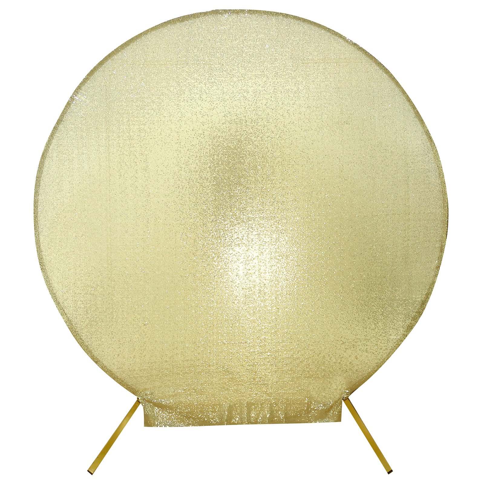 7.5ft Champagne Sparkle Sequin Round Wedding Arch Cover, Shiny Shimmer Photo Backdrop Stand Cover, 2-Sided Custom Fit