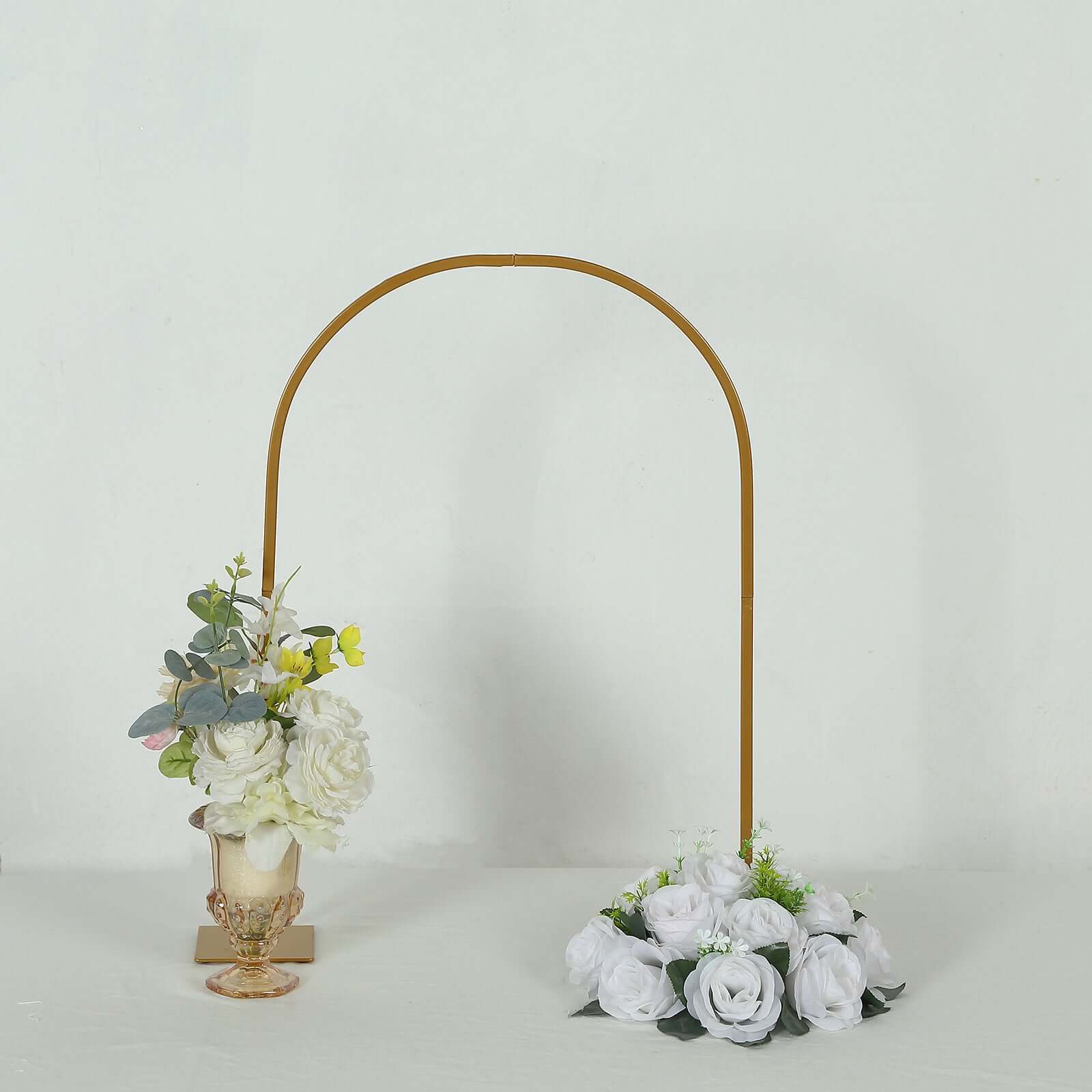 Gold Metal Chiara Arch Table Centerpiece with Rounded Top - Detachable Flower Stand Frame for Weddings 35"