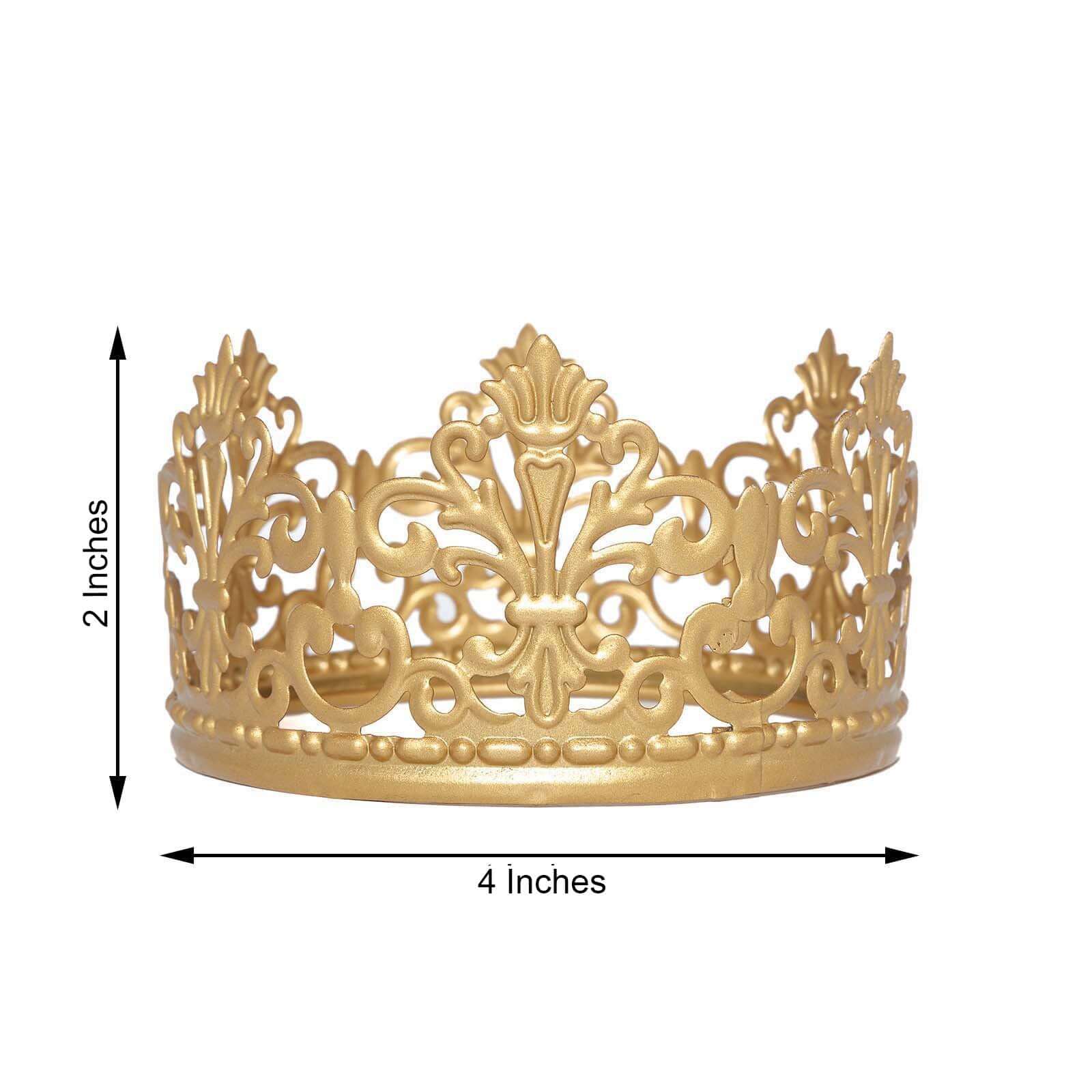 Metal Princess Crown Cake Topper Gold - Exquisite Cake Centerpiece Decor for Quinceañeras Bridal Showers & Fairytale-Themed Events 2"