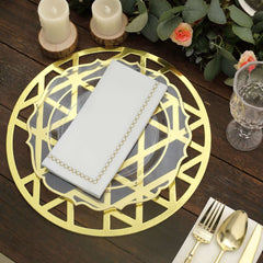 6-Pack Disposable Table Placemats in Metallic Gold Laser Cut Geometric Triangle Design - 700GSM Cardboard Placemats for Glamorous Table Settings 13"