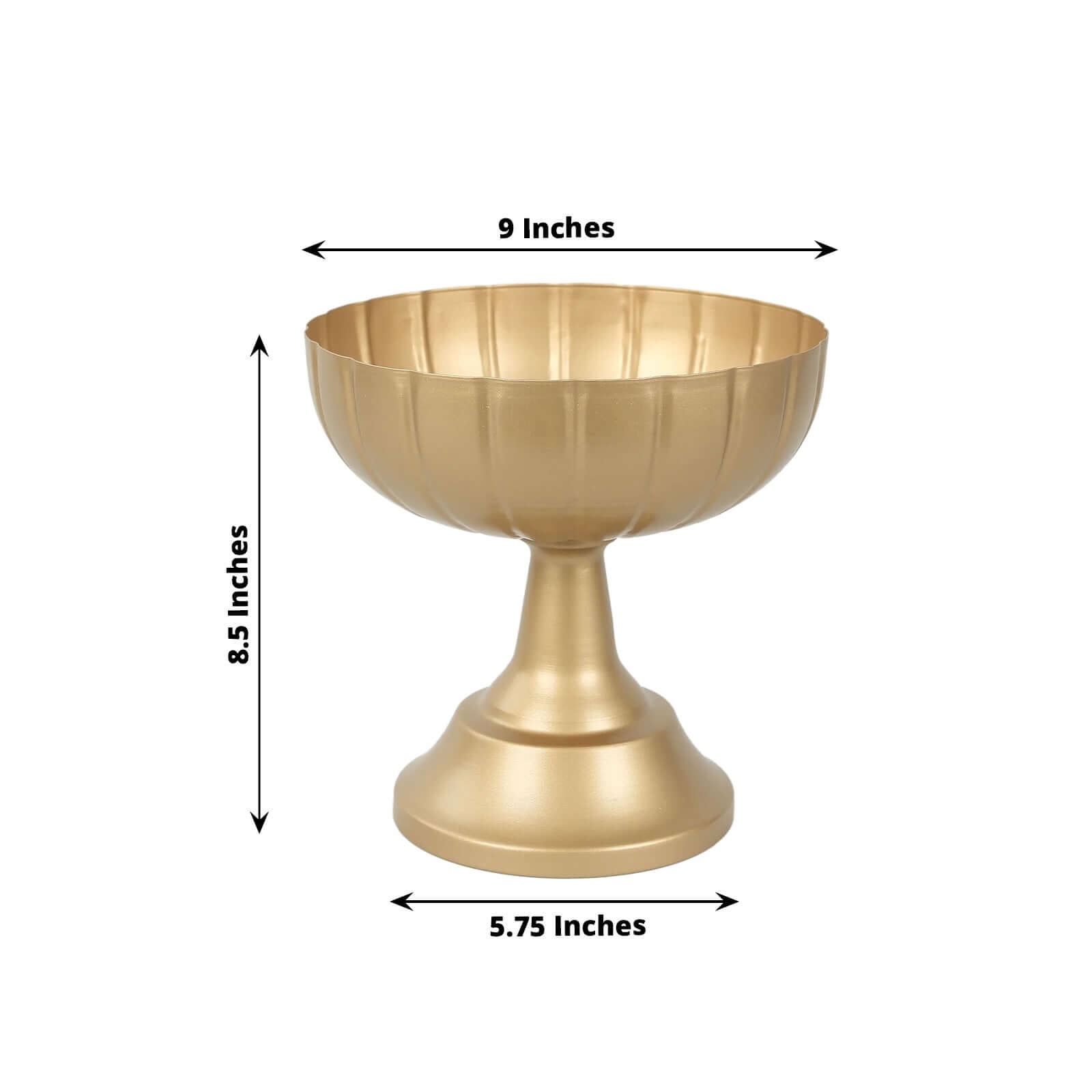 4-Pack Metal Compote Pedestal Bowl Flower Vases in Grecian Urn Style Gold - Refined Floral Wedding Table Centerpieces 8.5"