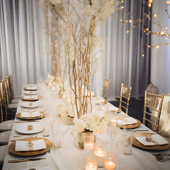 6-Pack Natural Birch Tree Branches 46" Metallic Gold - Versatile Extra Long Decorative Dried Willow Twigs Sticks for Vase Centerpiece Wedding Decor