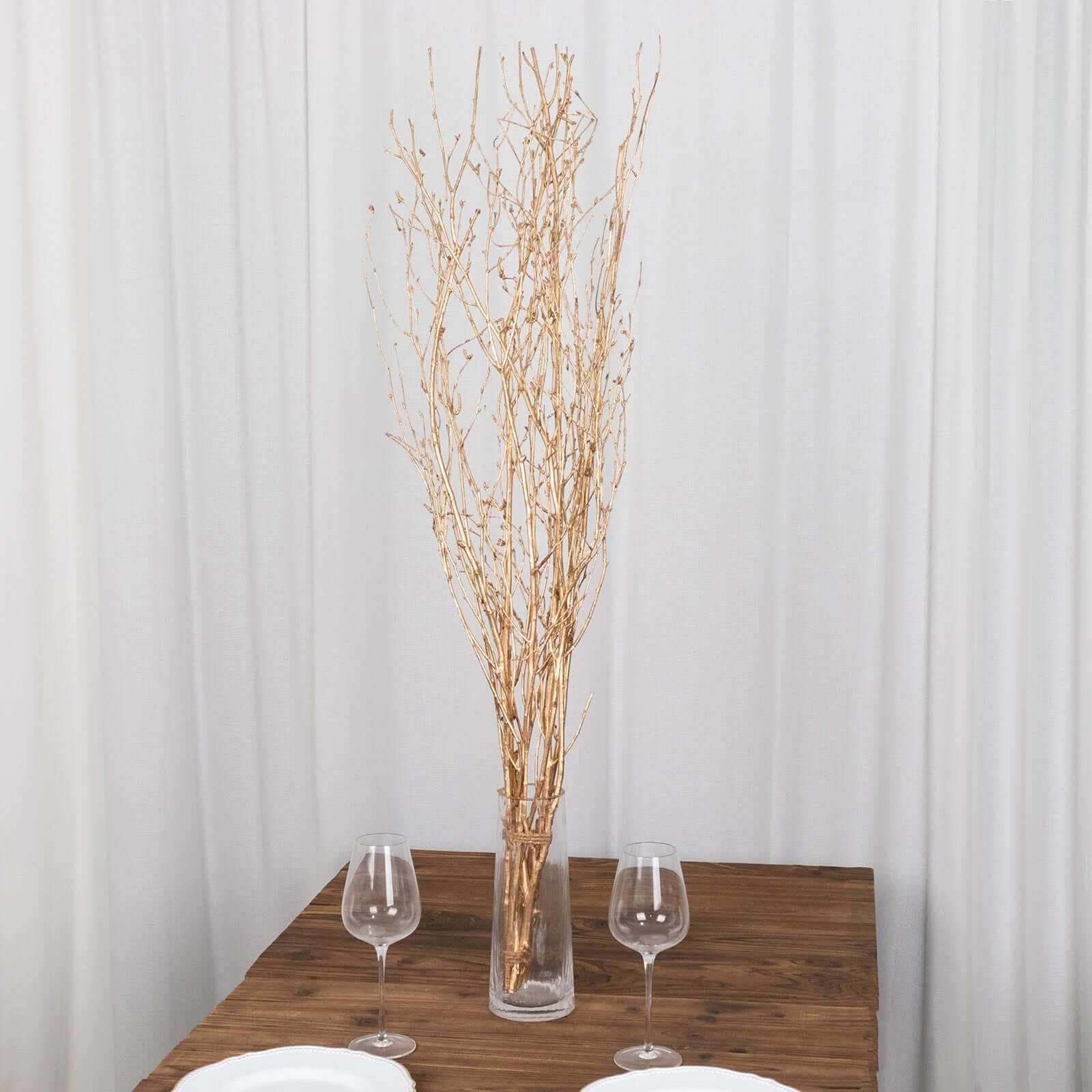 6-Pack Natural Birch Tree Branches 46" Metallic Gold - Versatile Extra Long Decorative Dried Willow Twigs Sticks for Vase Centerpiece Wedding Decor