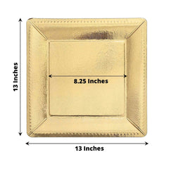 10-Pack Disposable Square Charger Plates in Gold with Leather Like Texture - 1100GSM Durable Paper Chargers 13"