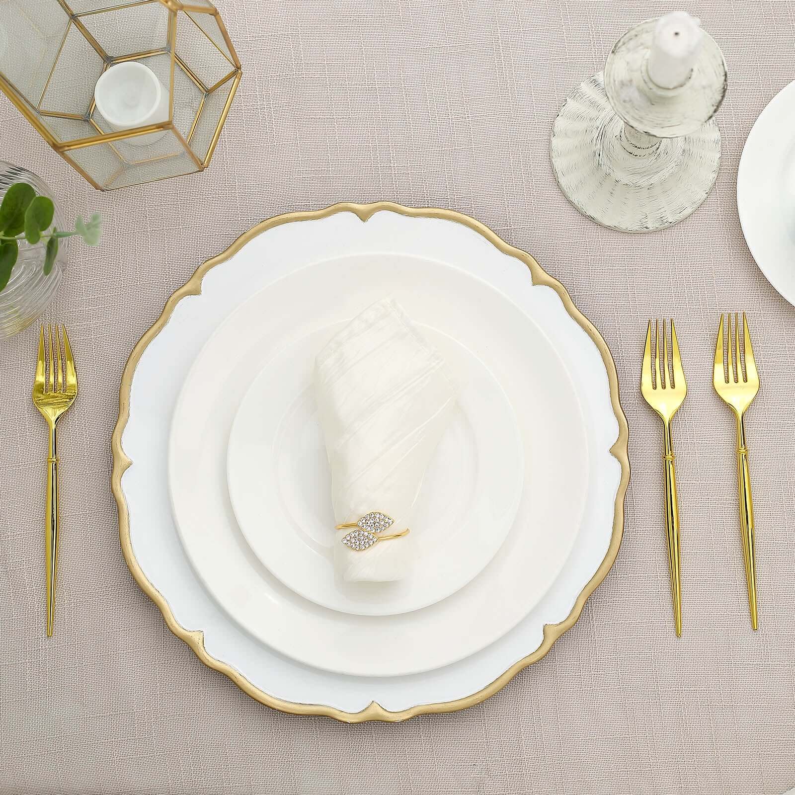 24-Pack Plastic Forks Modern Flatware Gold - Premium Heavy Duty Disposable Silverware 8"