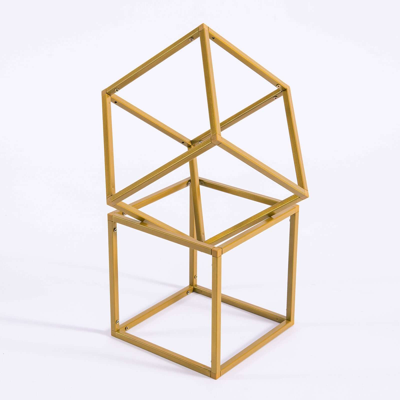 2-Pack Metal Flower Stands Gold Geometric Wedding Centerpieces Square Frame - Compact Design 8"