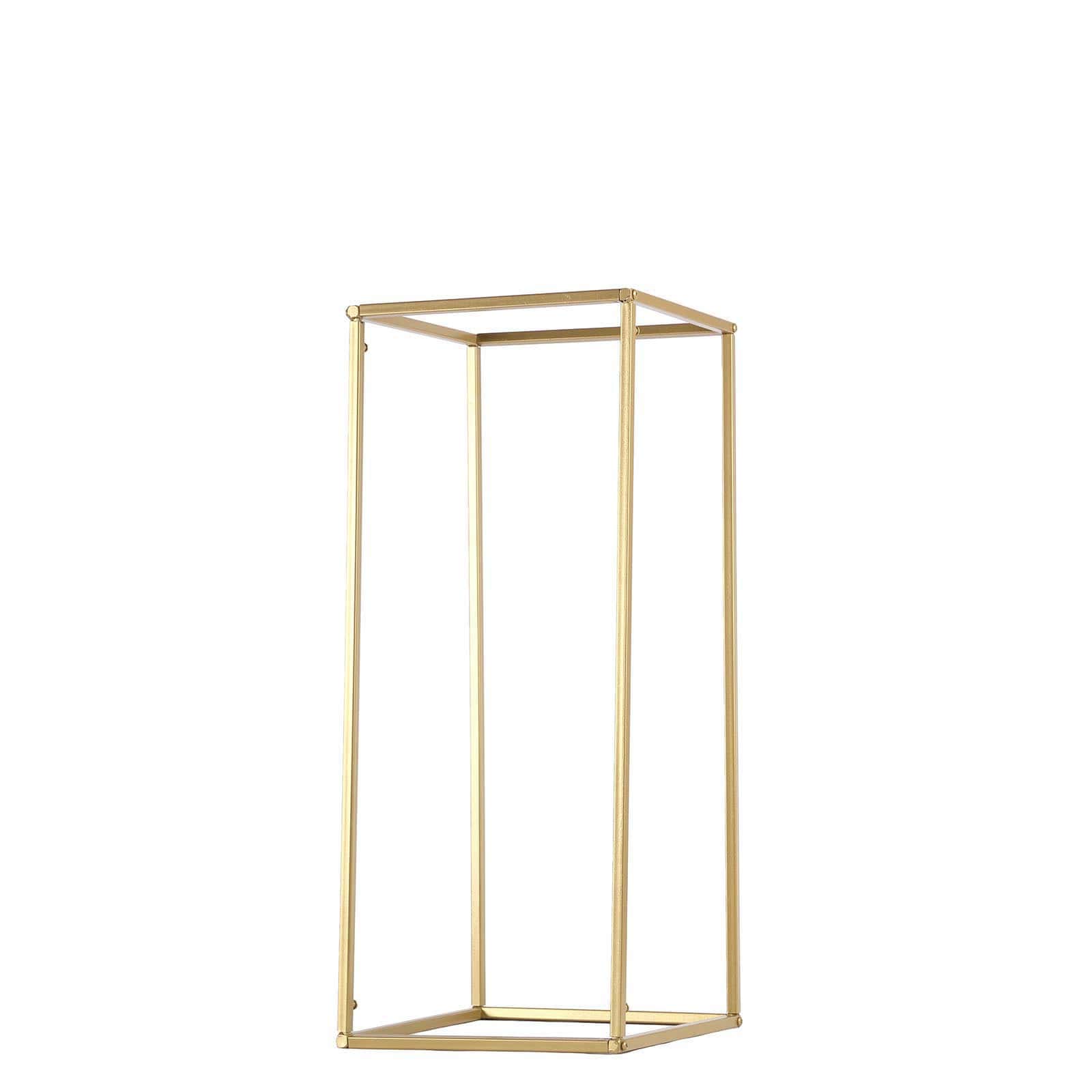 2-Pack Wedding Flower Stand Gold Metal Geometric Column Frame Rectangular - Versatile Floral Pedestal for Sophisticated Arrangements 24"