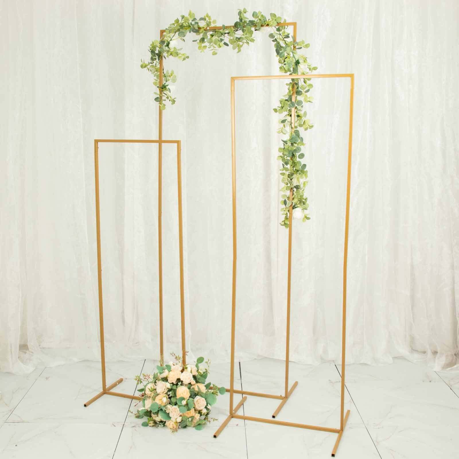 Set of 4 Gold Metal Frame Wedding Arch, Rectangular Backdrop Stand, Floral Display Frame - 3.5ft, 4.5ft, 5.5ft, 6.5ft
