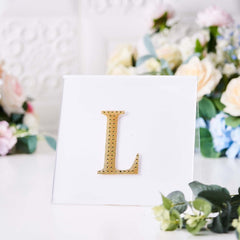Decorative Rhinestone Alphabet "L" Letter Stickers, Glitter Adhesive Craft Letters Gold DIY Sparkle Embellishments 4"