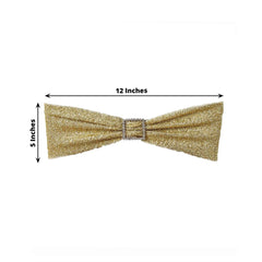 5 Pack Metallic Shimmer Tinsel Spandex Chair Sashes Champagne - Durable and Reusable Stretch Chair Bands