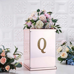 Decorative Rhinestone Alphabet "Q" Letter Stickers, Glitter Adhesive Craft Letters Gold DIY Sparkle Embellishments 6"