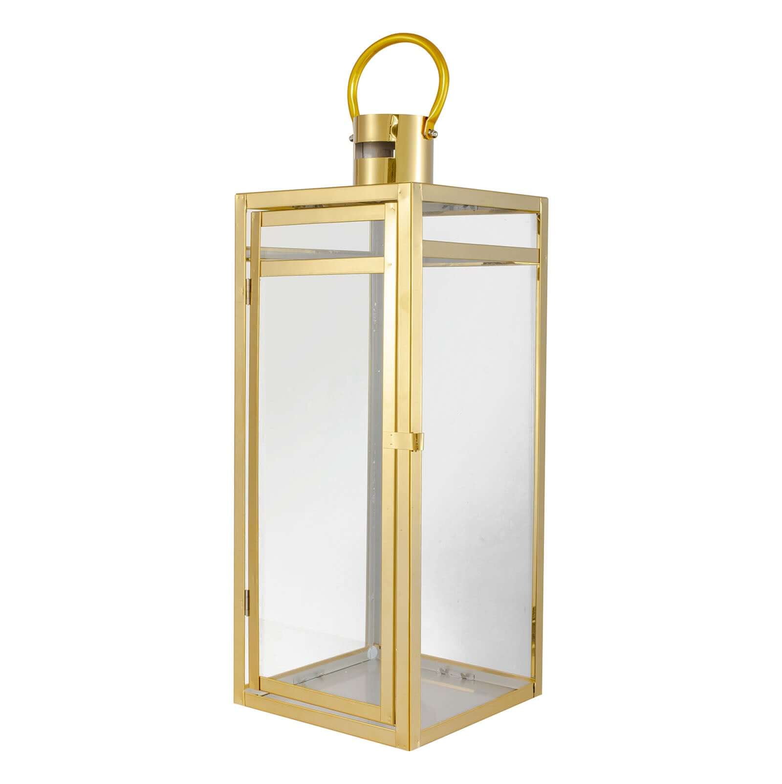 Stainless Steel Candle Lantern Vintage Top Design Gold - Outdoor Metal Patio Lantern Centerpiece 22"