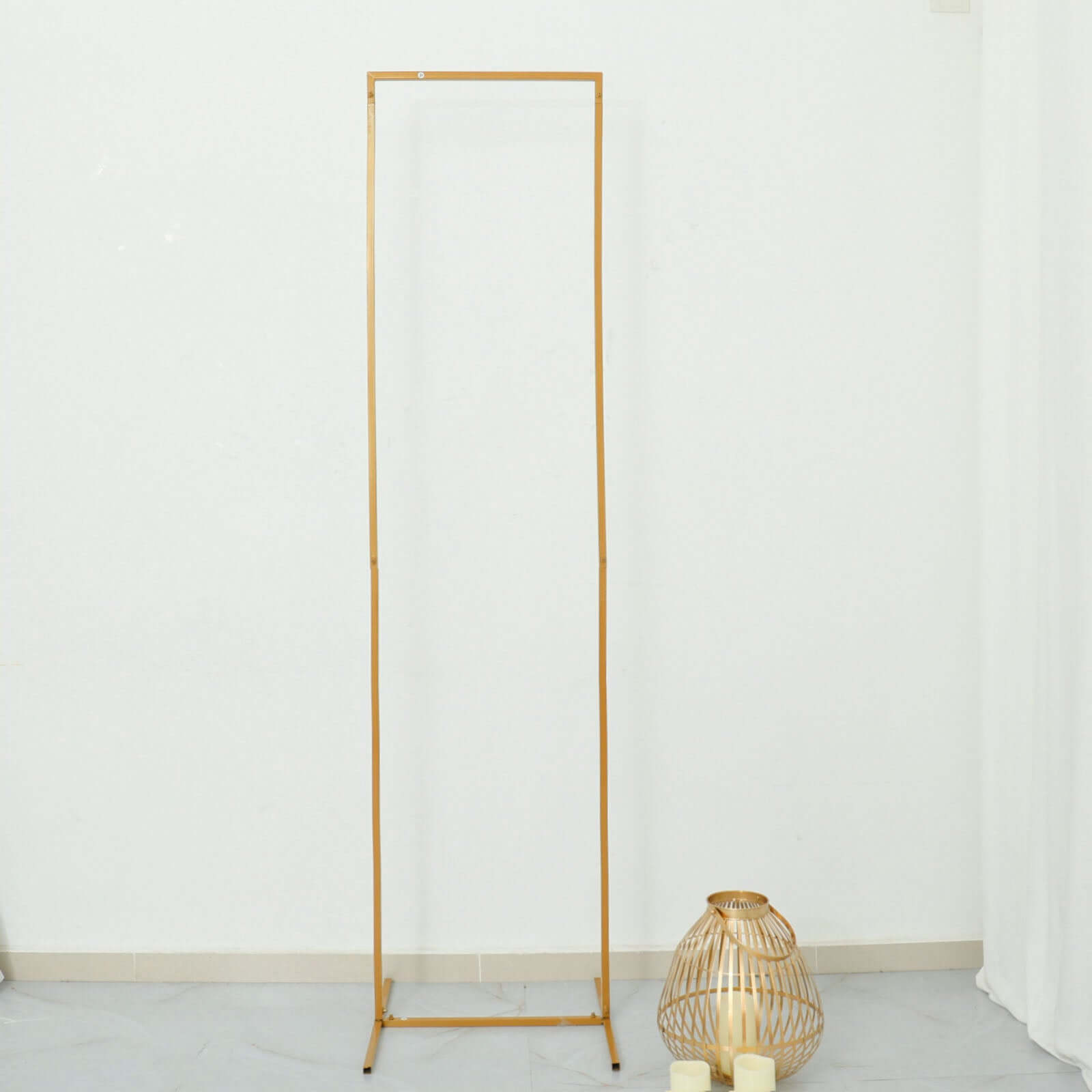 Wedding Arch Slim Gold Metal Rectangular Design Backdrop Stand - Floral Display Frame 6.5ft