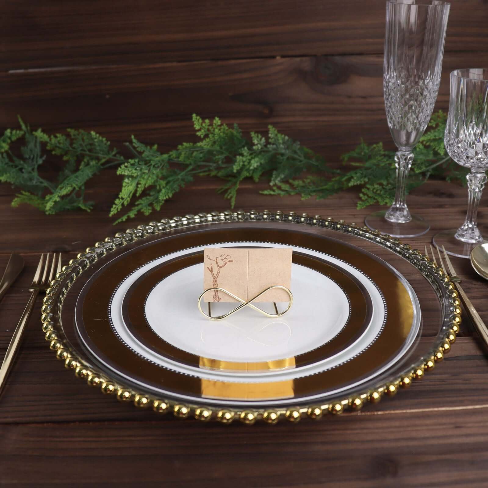10-Pack Metal Card Holder Stands Infinity Design Gold - Table Number Stands and Wedding Place Card Menu Clips 3"