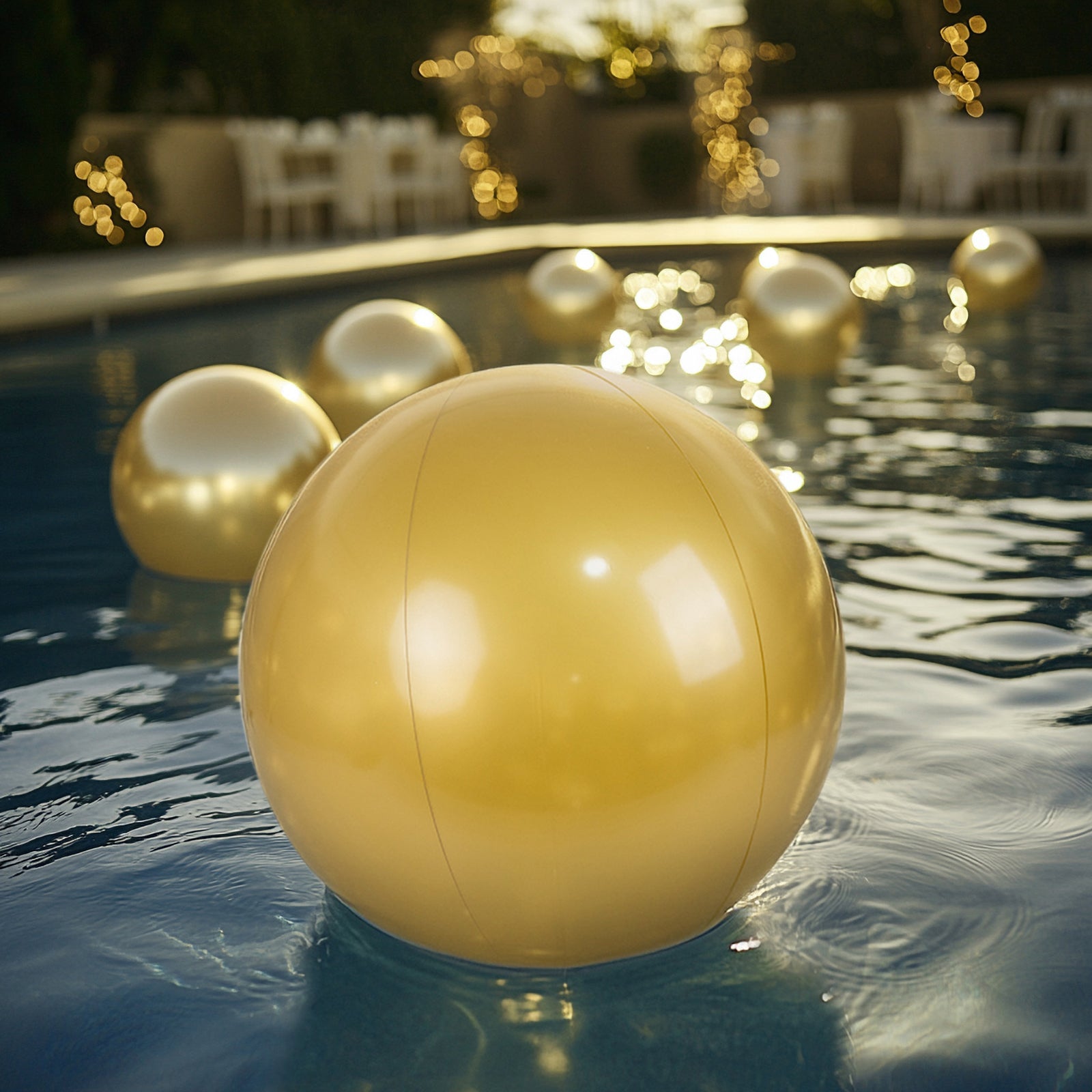 2 Pack 20" Inflatable Gold Decorative Balls - Round Vinyl Pool and Party Balls, Lightweight & Fun