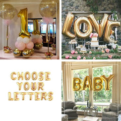 35" Gold Letter and Number Balloons, Shiny Metallic Mylar Foil Helium Air Balloons