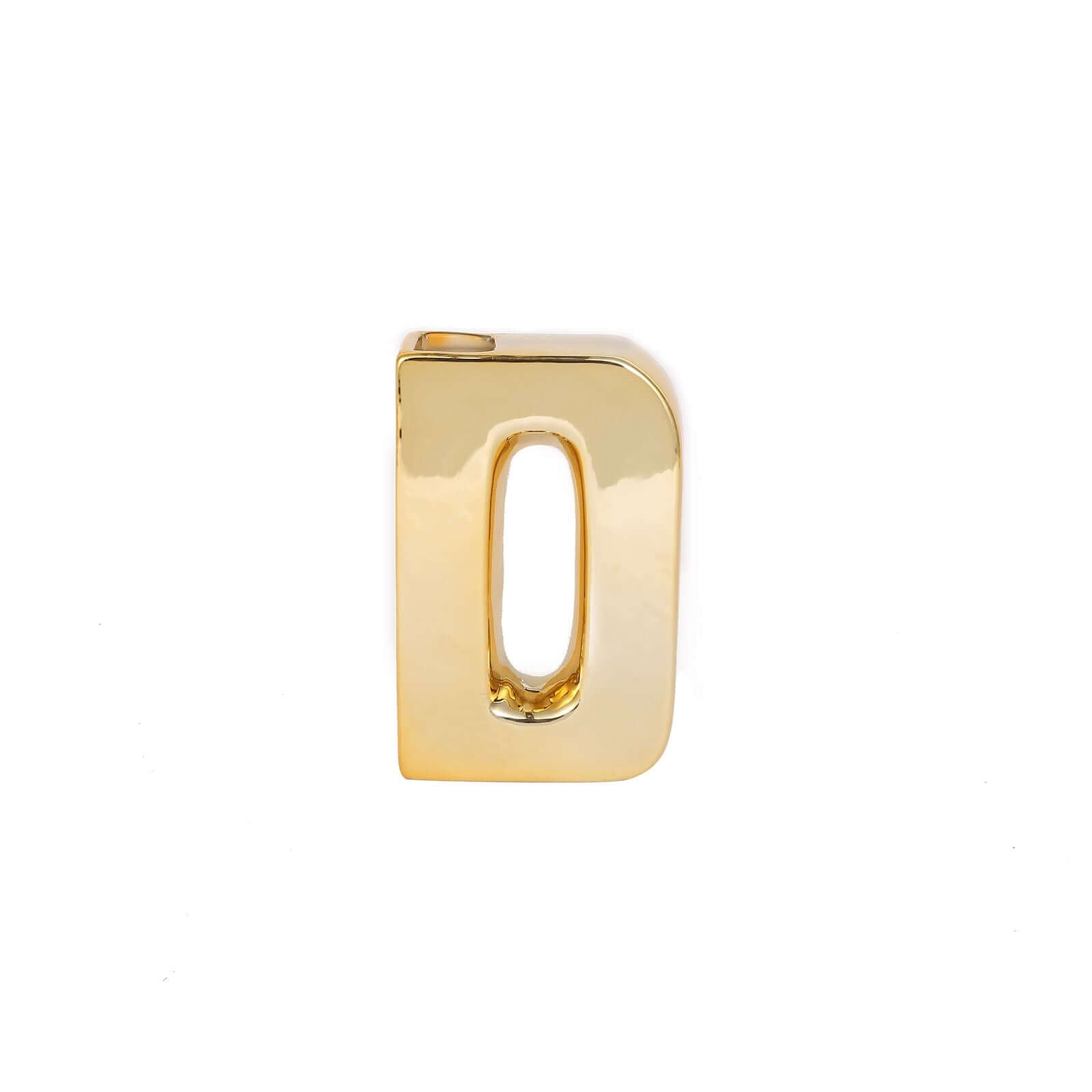 Shiny Ceramic Vase Letter "D" Gold Plated - Chic Bud Planter Pot for Events & Decor 6"