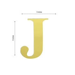 4 Pack 5" Metallic Gold Alphabet Stickers Banner, Customizable Stick on Gold Letters - J
