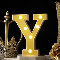 3D Marquee Letter "Y" Warm White 6 LED Lights Gold - Chic Light-Up Decor for Events 6"