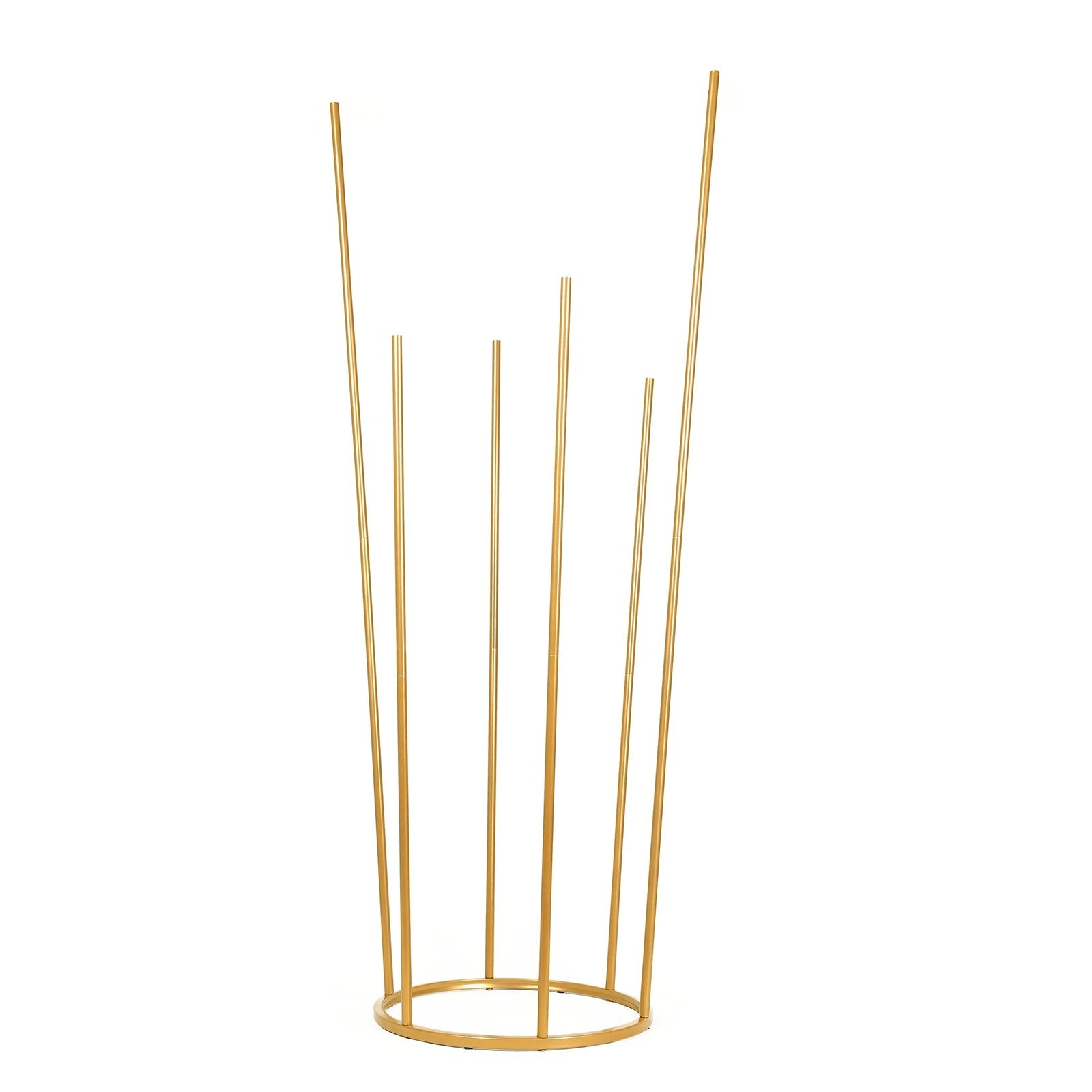 Flower Centerpiece Gold Metal Minimalist 6-Tubes Round Base Design - Single Stem Bud Vase for Arrangements 4ft