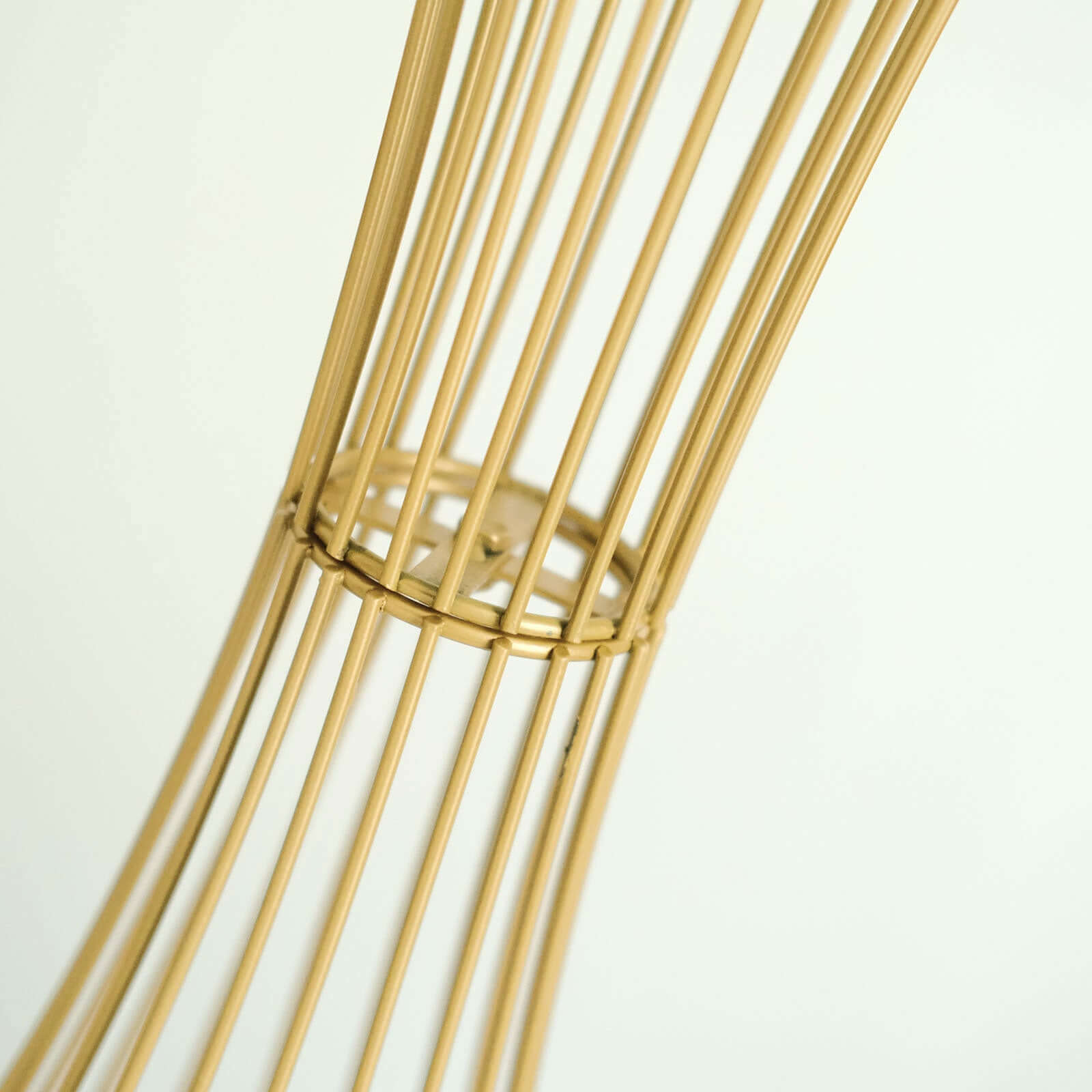 36" Tall Gold Metal Wire Hourglass Flower Frame Stand, Open Frame Reversible Trumpet Centerpiece Stand