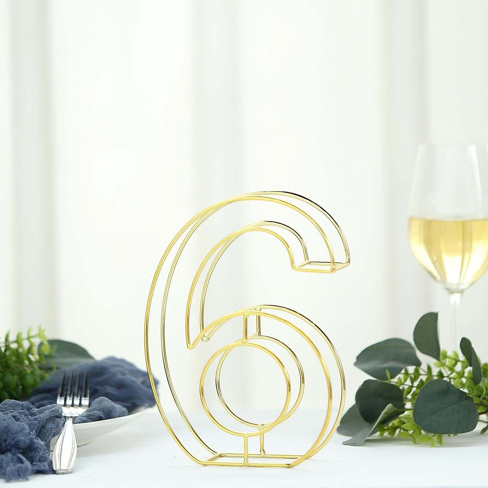 8" Tall Gold Freestanding 3D Decorative Metal Wire Numbers, Wedding Table Numbers -6