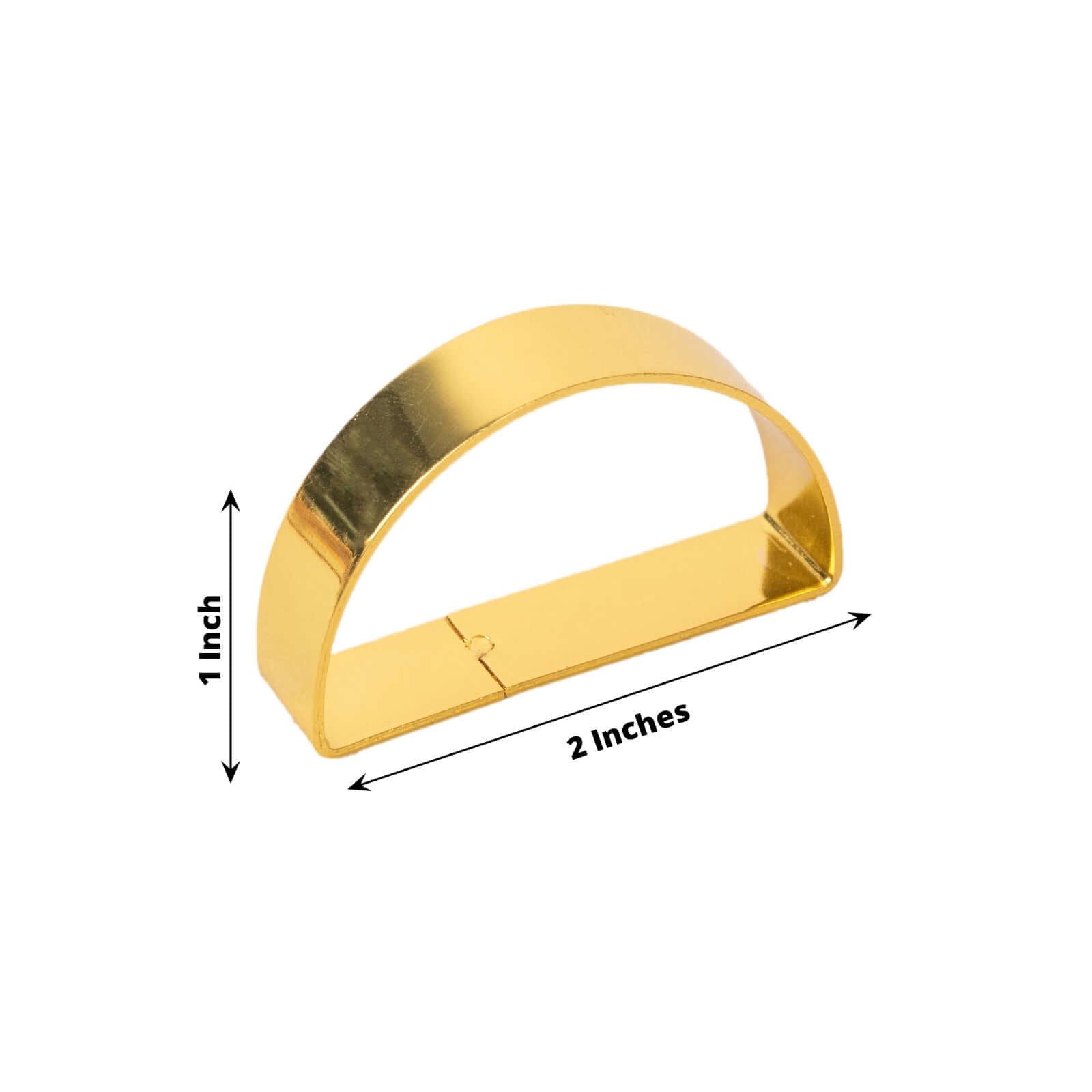 4 Pack 2" Shiny Gold Metal Semicircle Napkin Rings, D-Shaped Serviette Buckle Napkin Holders