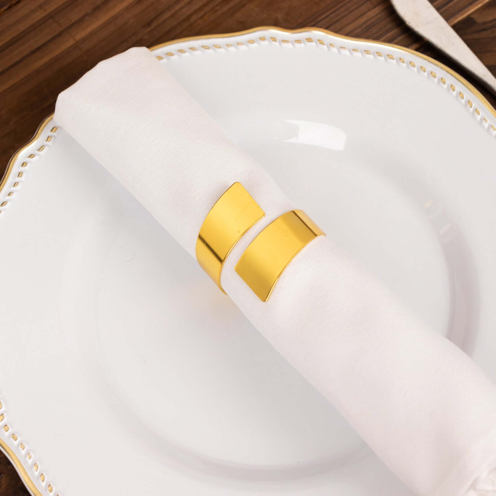 4 Pack Shiny Gold Metal Swirl Wrap Cuff Band Napkin Rings, Decorative Scroll Serviette Buckle Napkin Holders