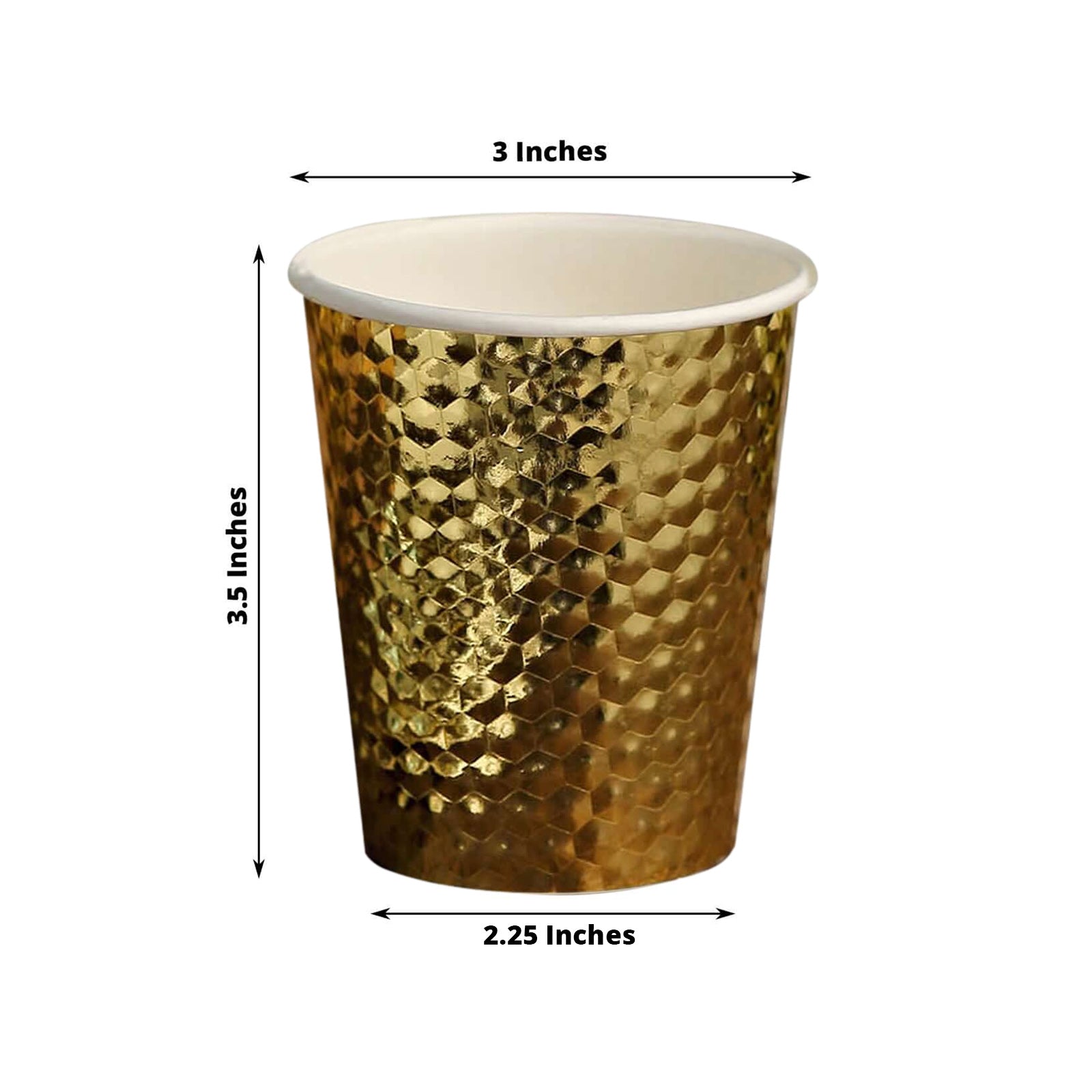 24-Pack Paper Cups in Gold Foil with Honeycomb Design - Stylish Disposable Party Cups for Hot & Cold Beverages 10oz