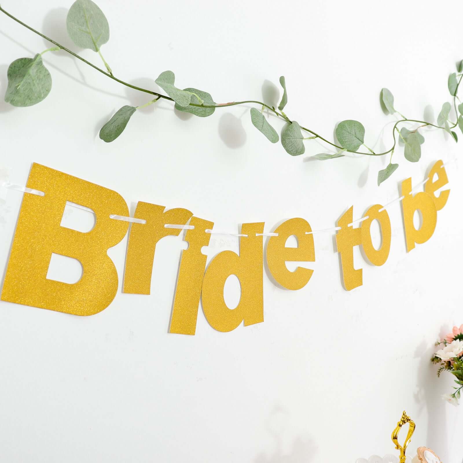 3.5ft Gold Glittered Bride To Be Paper Hanging Bridal Shower Garland Banner, Bachelorette Party Banner