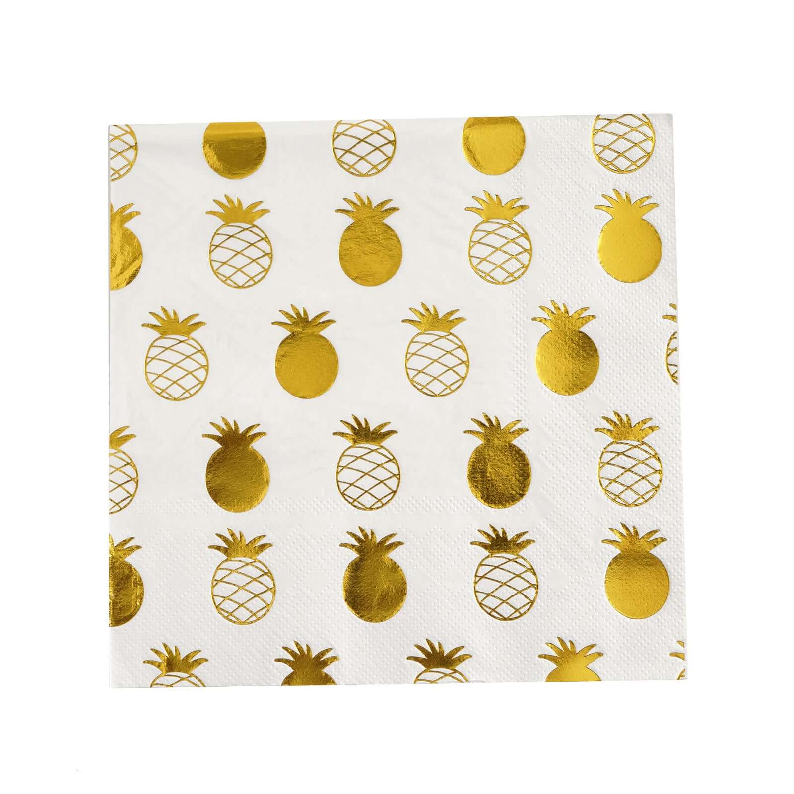 20-Pack Paper Dinner Napkins with Pineapple Design Metallic Gold - Disposable 3 Ply Cocktail Napkins for Parties