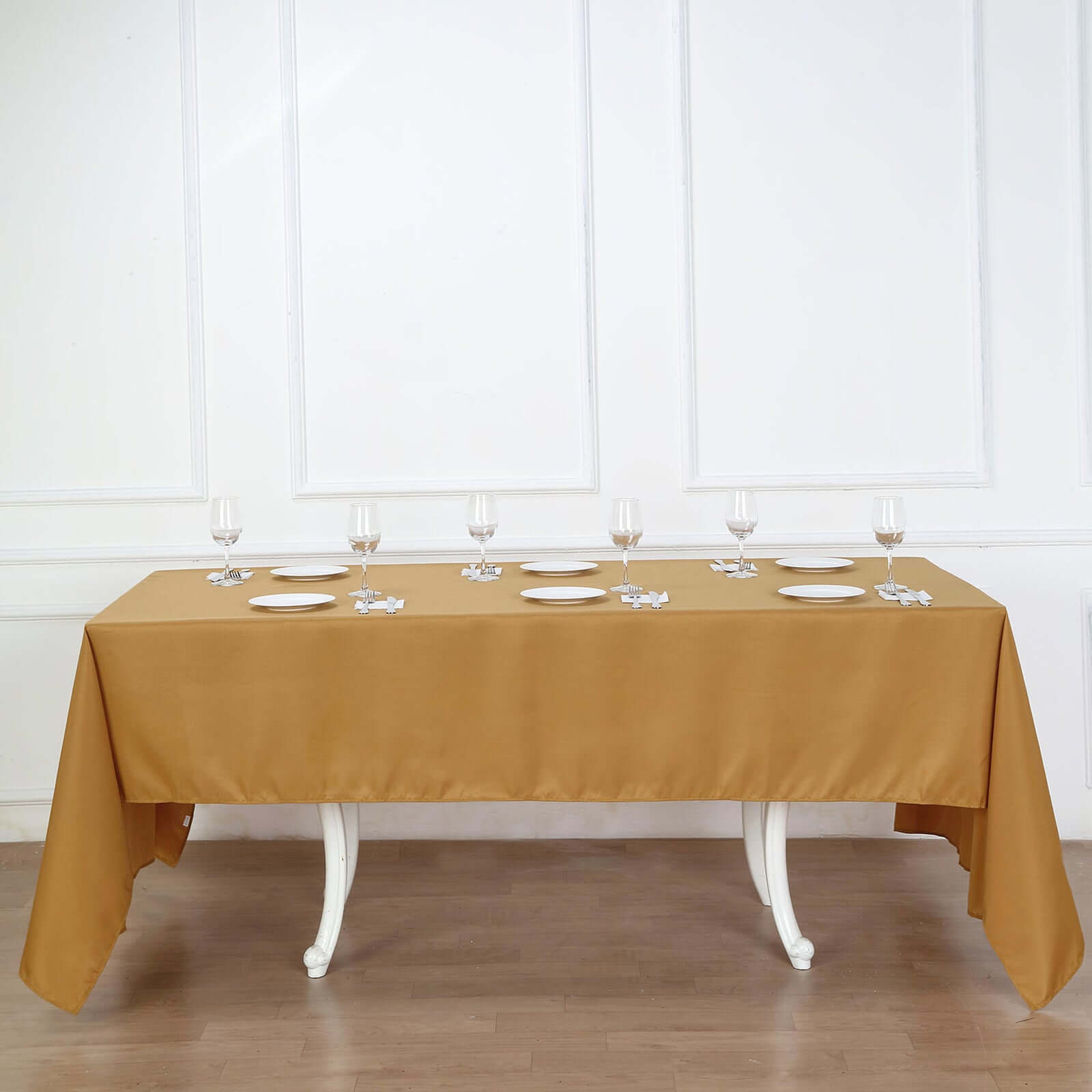 Polyester 60"x126" Rectangle Tablecloth Gold - Wrinkle-Resistant Table Cover for Weddings & Parties