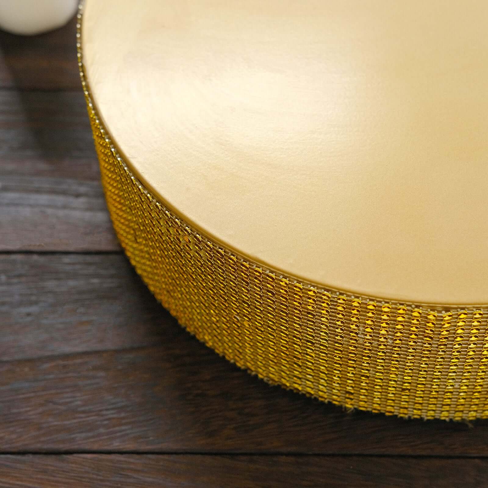 Metal Pedestal Cake Stand Round Design with Rhinestones Gold - Cupcake Holder and Dessert Table Centerpiece 12"