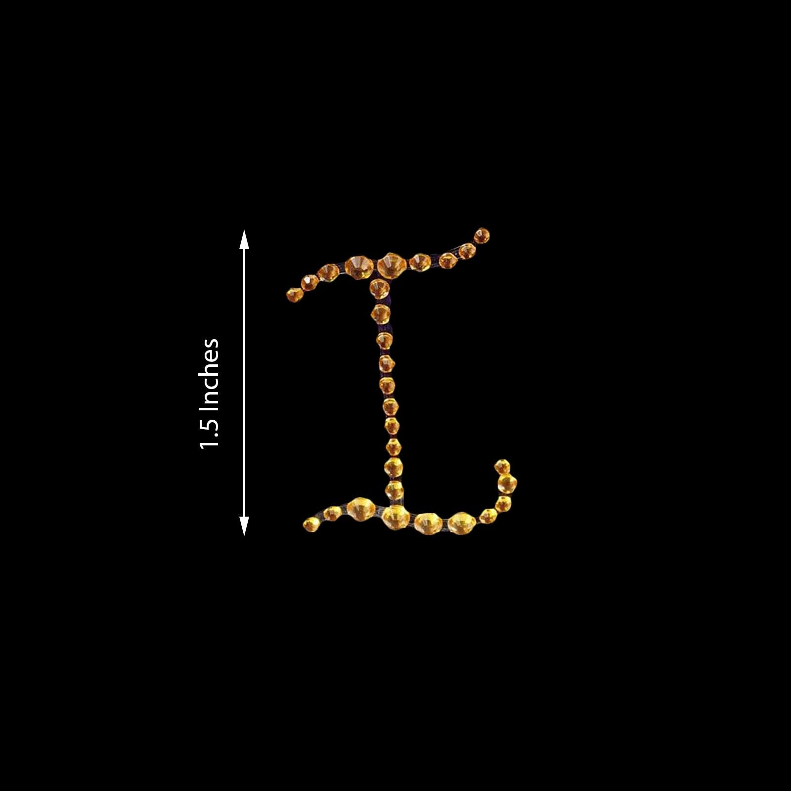 12 Pack 1.5" Gold Rhinestone Monogram Letter Jewel Sticker Self Adhesive DIY Diamond Decor - I