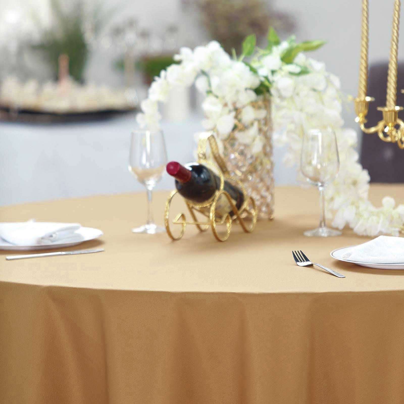Polyester 108" Round Tablecloth Gold - Wrinkle-Resistant and Stylish Table Cover