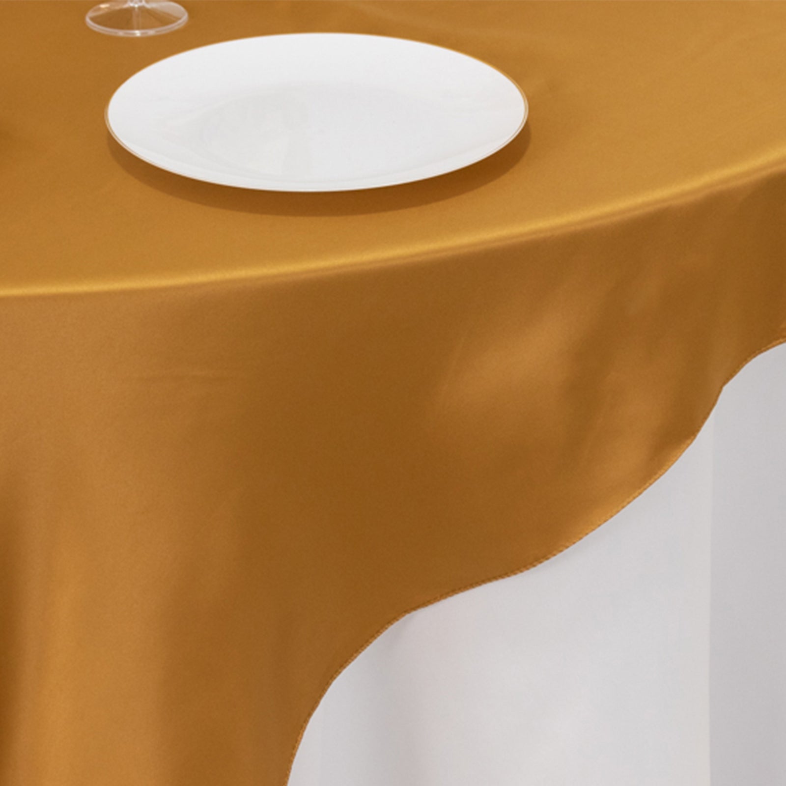 Lamour Satin 72"x72" Table Overlay Square Tablecloth Gold - Smooth Finish for Luxurious Events