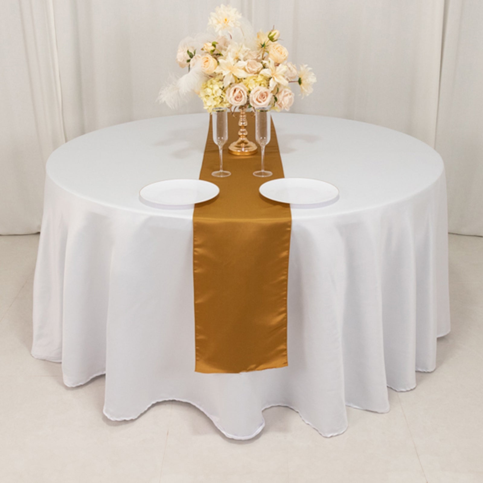 Lamour Satin 12"x108" Table Runner Gold - Smooth & Lustrous Wedding Decor