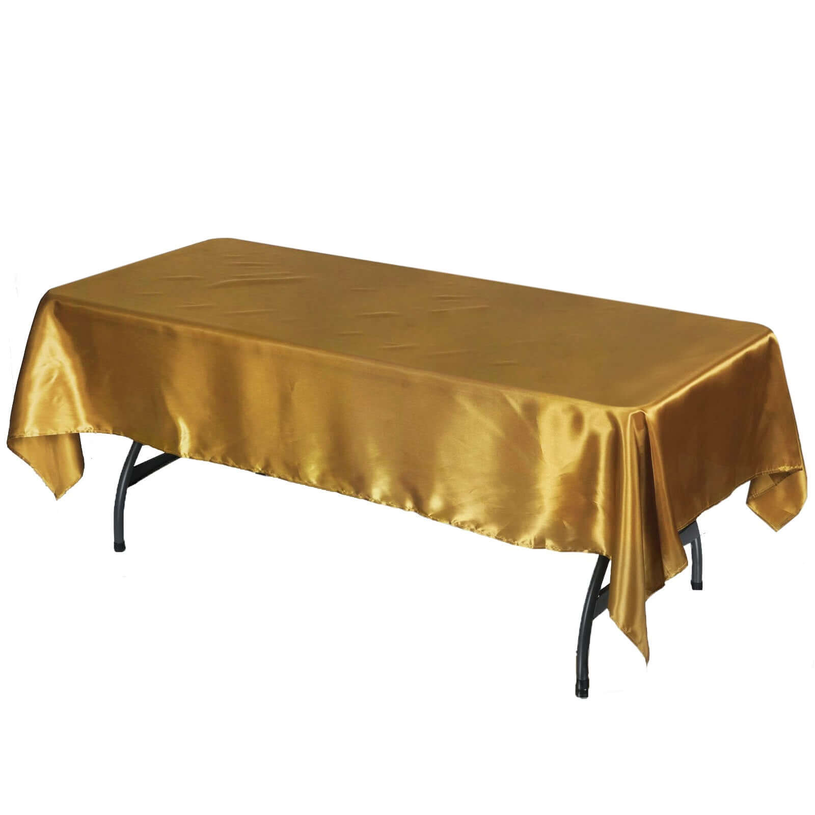 Satin Rectangular 60"x102" Tablecloth Gold - Smooth and Lustrous Finish for Weddings and Parties