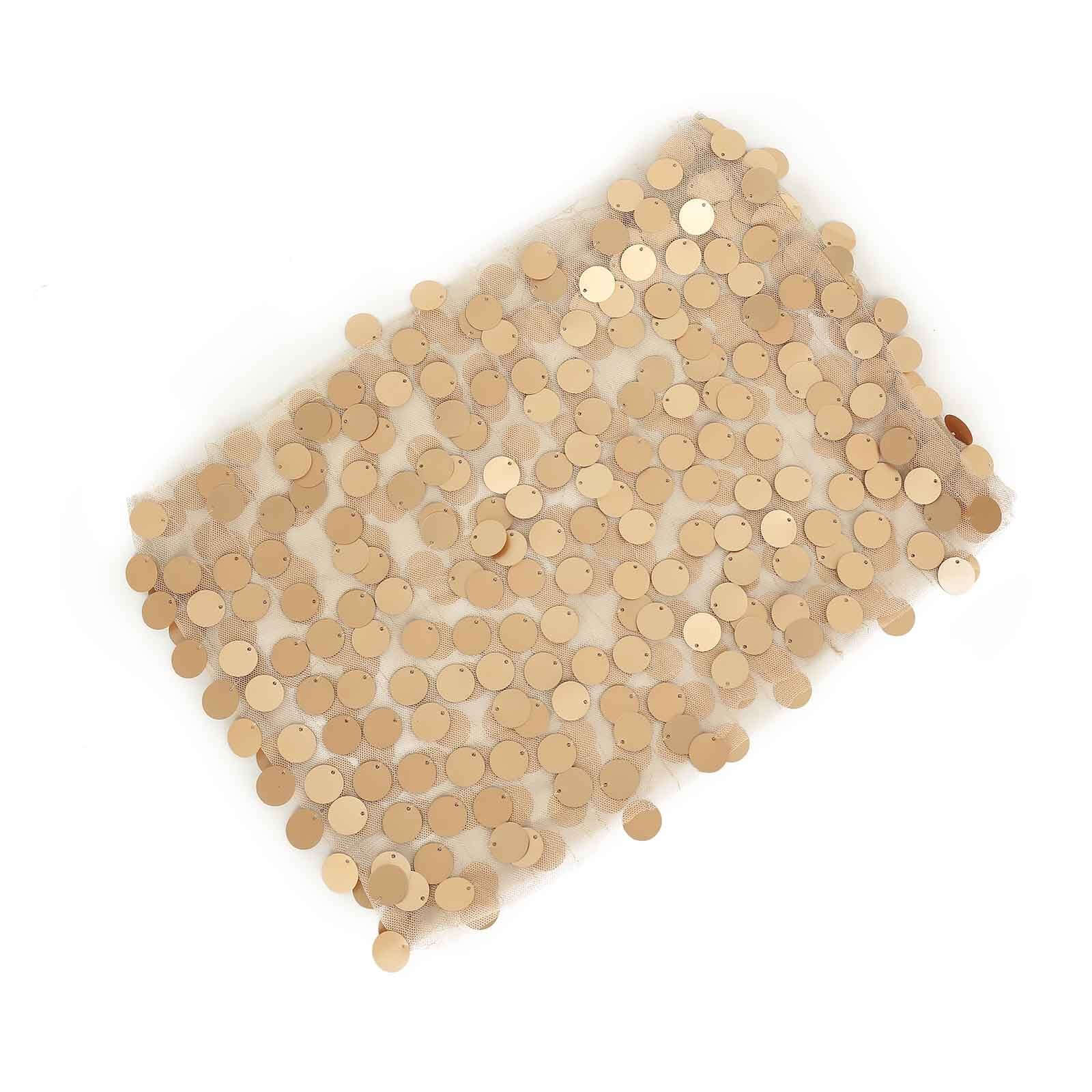 5 Pack Big Payette Sequin 13"x10" Chair Sash Bands Matte Champagne - Stylish Glittering Decor for Weddings & Gatherings