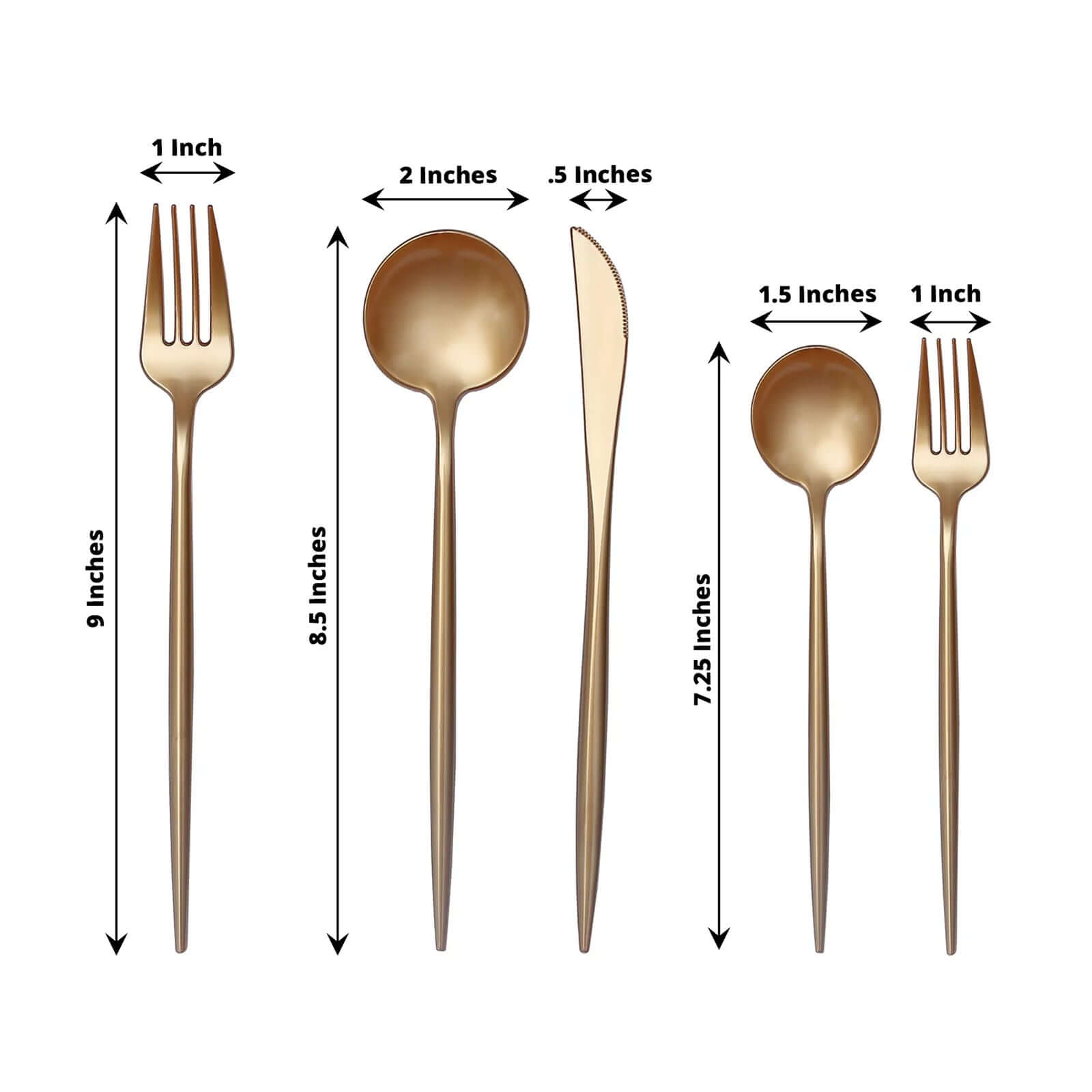 50-Pack Plastic Utensil Set Gold - Premium Disposable Heavy Duty Sleek Flatware