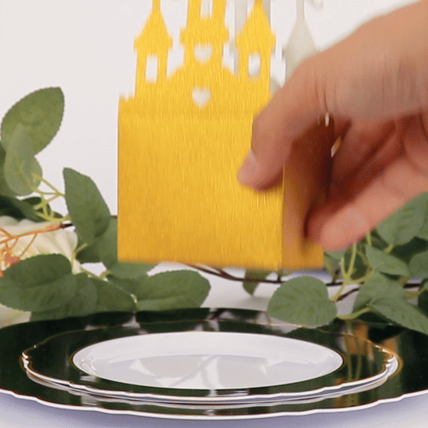 20 Pack Gold Glitter Fairy Tale Castle Favor Boxes, Princess Theme Cardstock Paper Candy Boxes Party Decorations - 3.5"x2"x6.5"