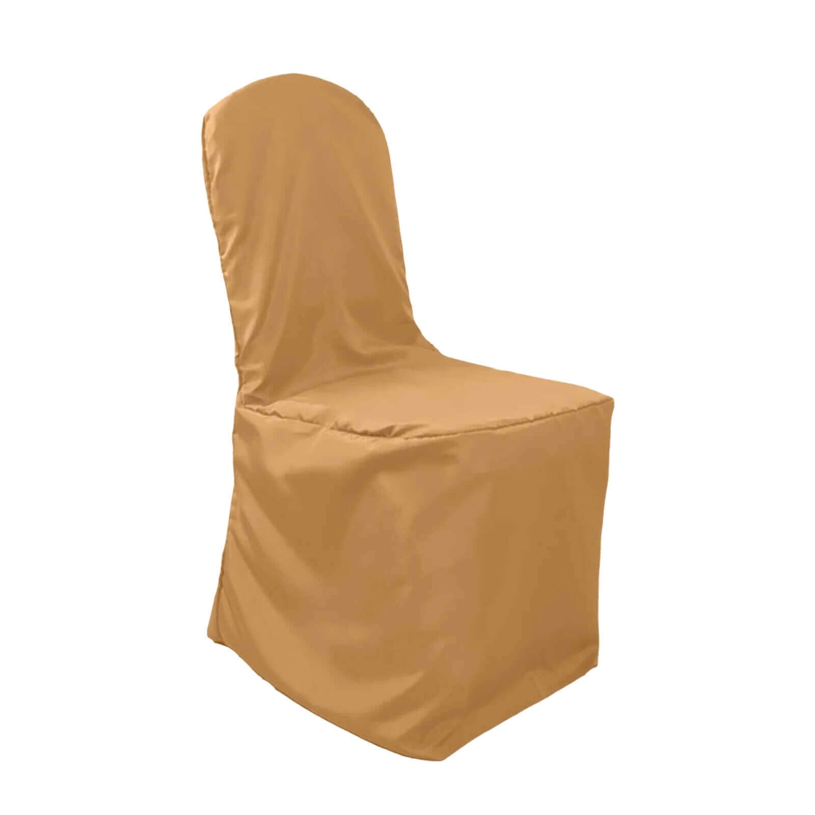 10 Pack Polyester Chair Cover for Banquet Chairs Gold - Stain-Resistant Reusable Slip-On Slipcover