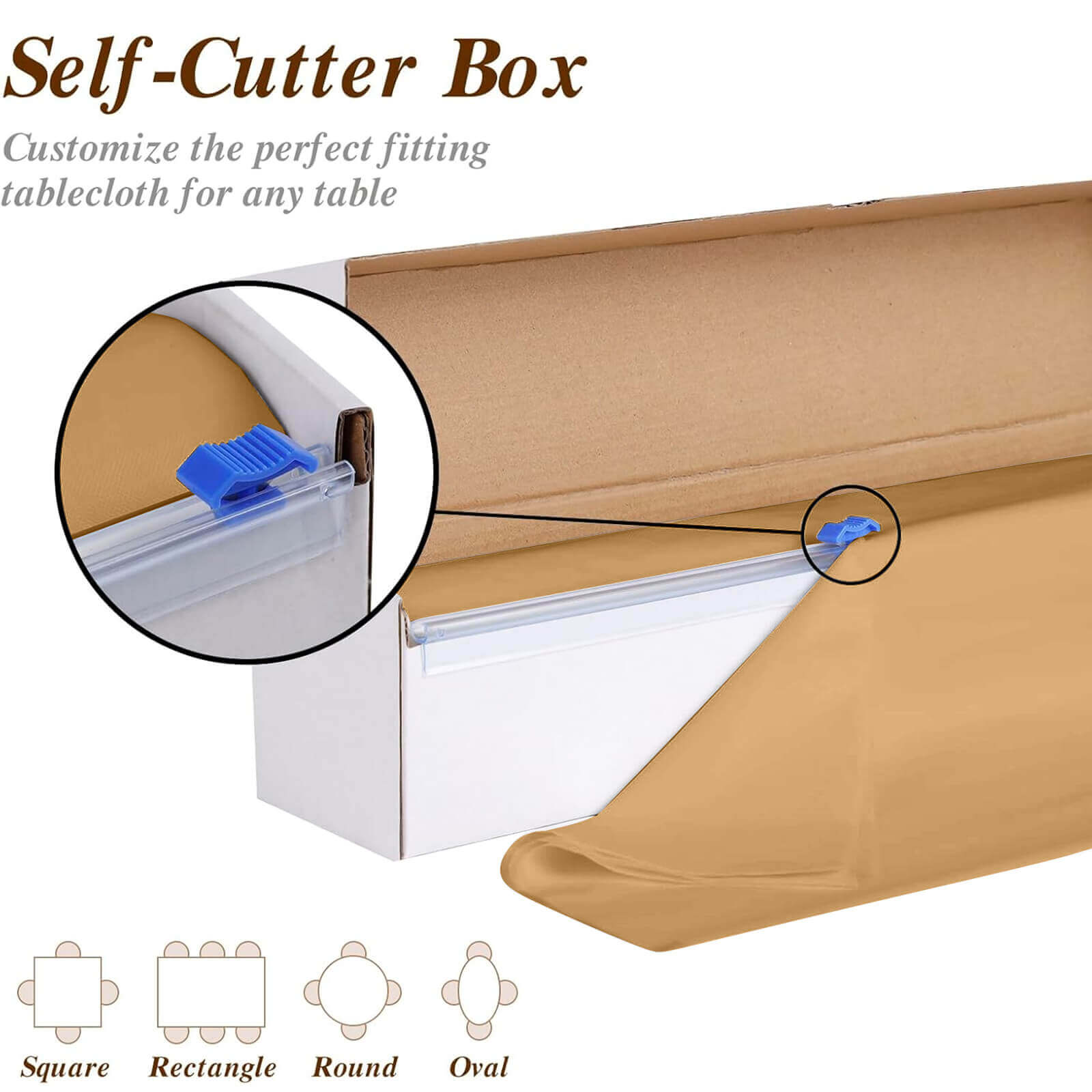 Plastic Table Cover Roll Gold with Slide Cutter - Customizable Disposable Tablecloth Roll 54"x300ft