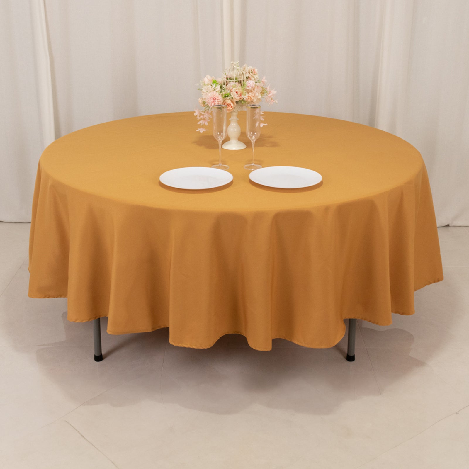 Premium Polyester 90" Round Tablecloth Gold - Stain and Wrinkle-Resistant 220GSM Table Cover for Weddings & Event Decor